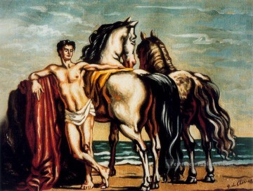 marié avec deux chevaux Giorgio de Chirico surréalisme métaphysique Peinture à l'huile